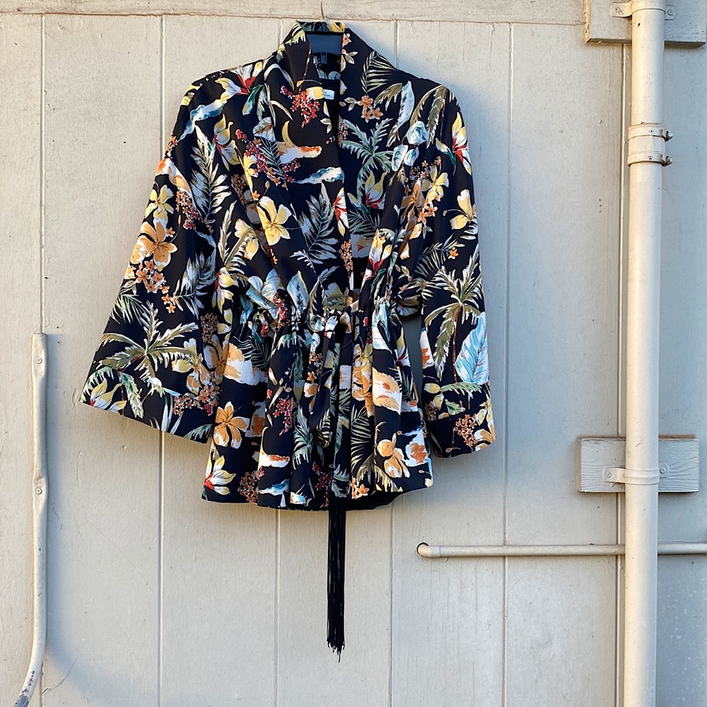 NWOT Zara Tropical Print Kimono Jacket